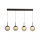 Searchlight-10321-4BZ - Solis - Bronze 4 Light LED over Island Fitting with Amber Glass & Crystal