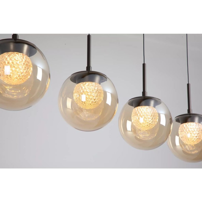 Searchlight-10321-4BZ - Solis - Bronze 4 Light LED over Island Fitting with Amber Glass & Crystal