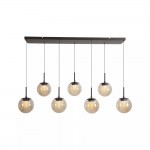 Solis - Bronze LED over Island Fitting with Amber Glass & Crystal