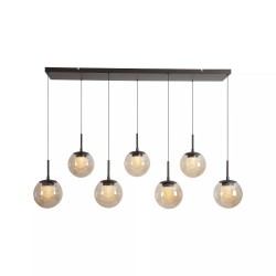Solis - Bronze LED over Island Fitting with Amber Glass & Crystal