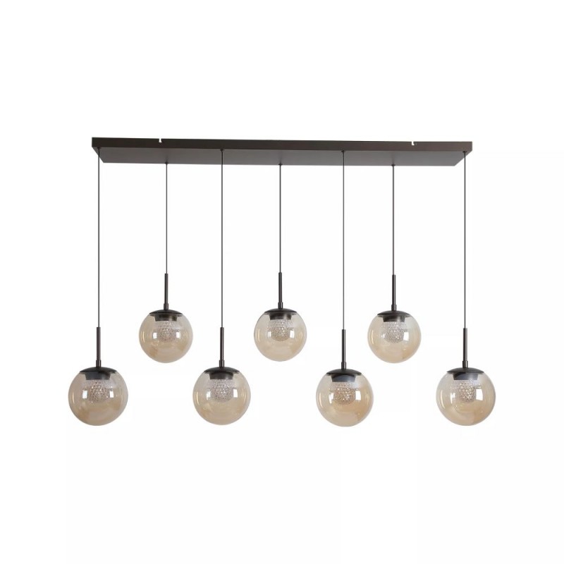 Searchlight-10321-7BZ - Solis - Bronze LED over Island Fitting with Amber Glass & Crystal