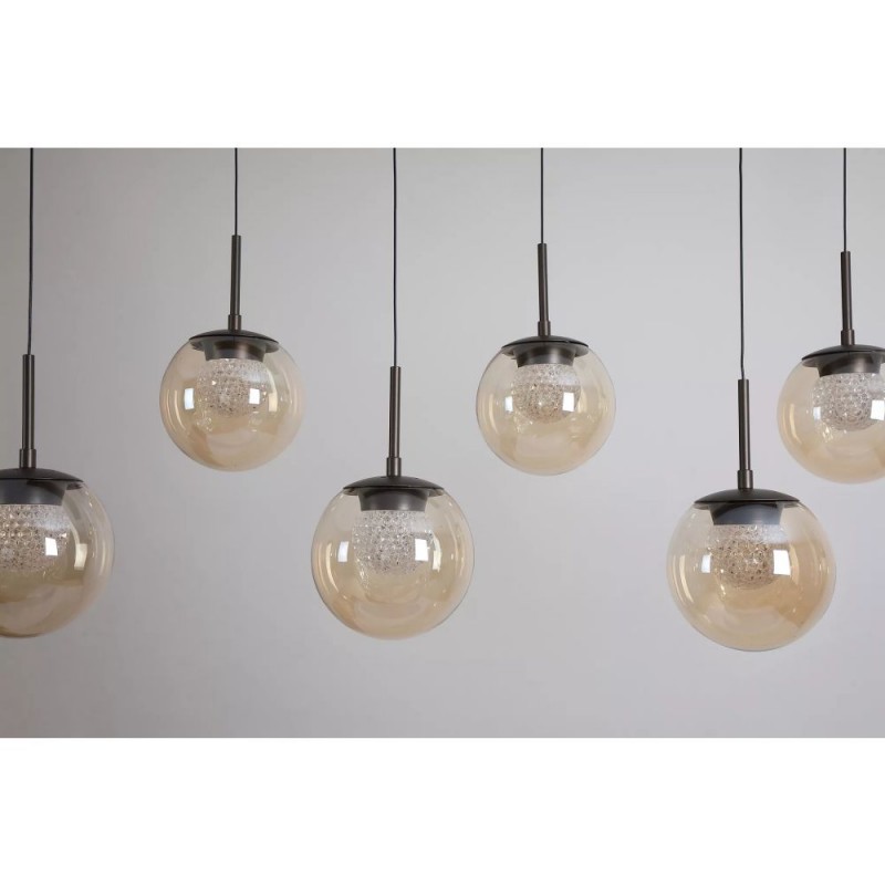 Searchlight-10321-7BZ - Solis - Bronze LED over Island Fitting with Amber Glass & Crystal