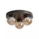 Searchlight-10323-3BZ - Solis - Bronze 3 Light LED Flush with Amber Glass & Crystal