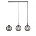 Balls - Polished Chrome 3 Light over Island Fitting with Small Smoked Mirrored Glass