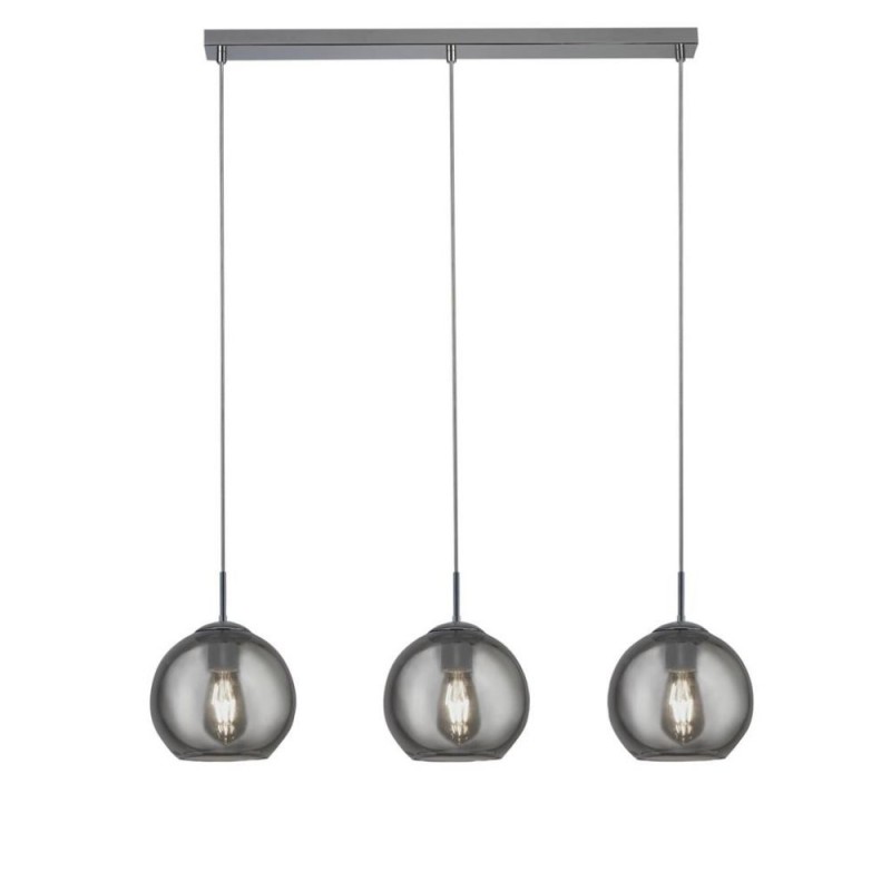 Searchlight-1033-3SM - Balls - Polished Chrome 3 Light over Island Fitting with Small Smoked Mirrored Glass