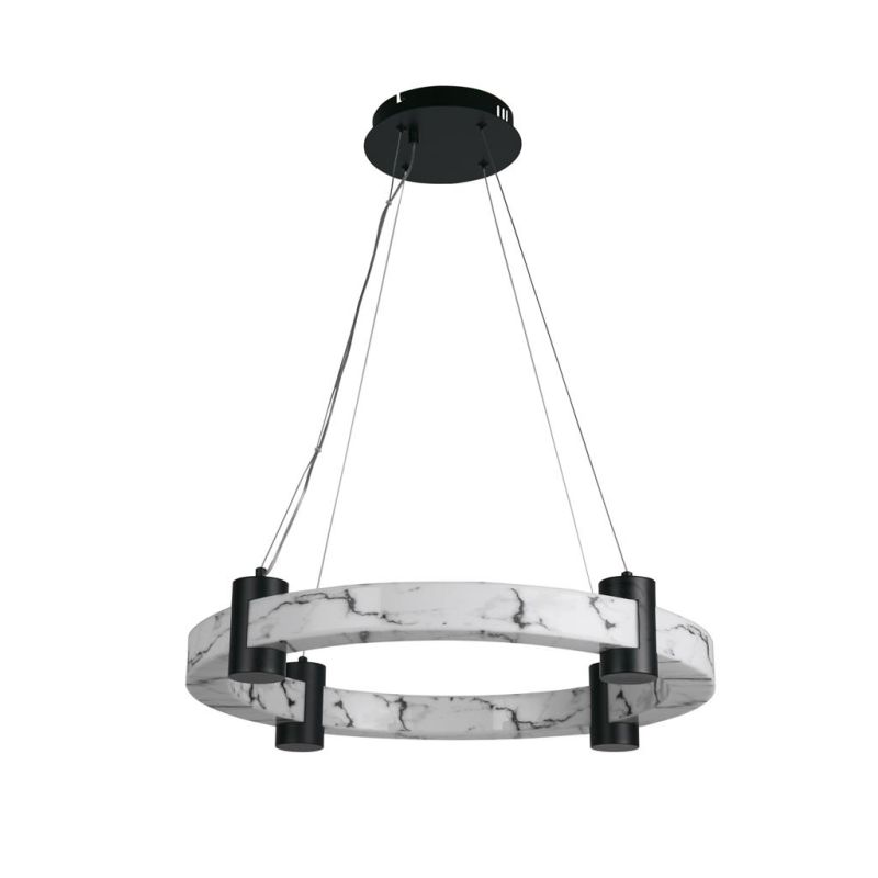 Searchlight-10868-1BK - Moonbeam - Black LED Pendant with Marbleised Resin