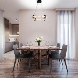 Moonbeam - Black LED Pendant with Marbleised Resin