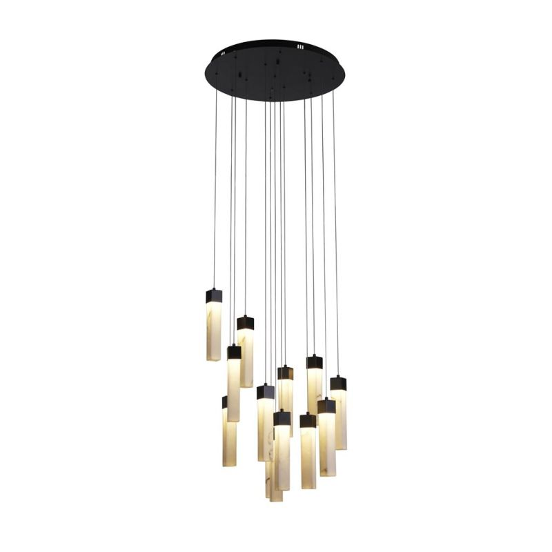 Searchlight-10879-13BK - Moonbeam - Black 13 Light LED Cluster Pendant with Marbleised Resin