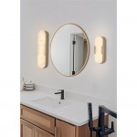 Opaline - Matt Gold LED Wall Lamp with Marble Resin Diffuser