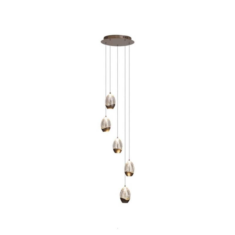 Searchlight-11141-5LT - Seeds - Latte 5 Light LED Cluster Pendant with Champagne Glass