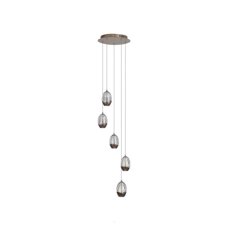 Searchlight-11141-5LT - Seeds - Latte 5 Light LED Cluster Pendant with Champagne Glass