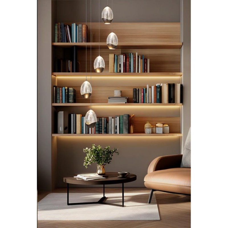 Searchlight-11141-5LT - Seeds - Latte 5 Light LED Cluster Pendant with Champagne Glass