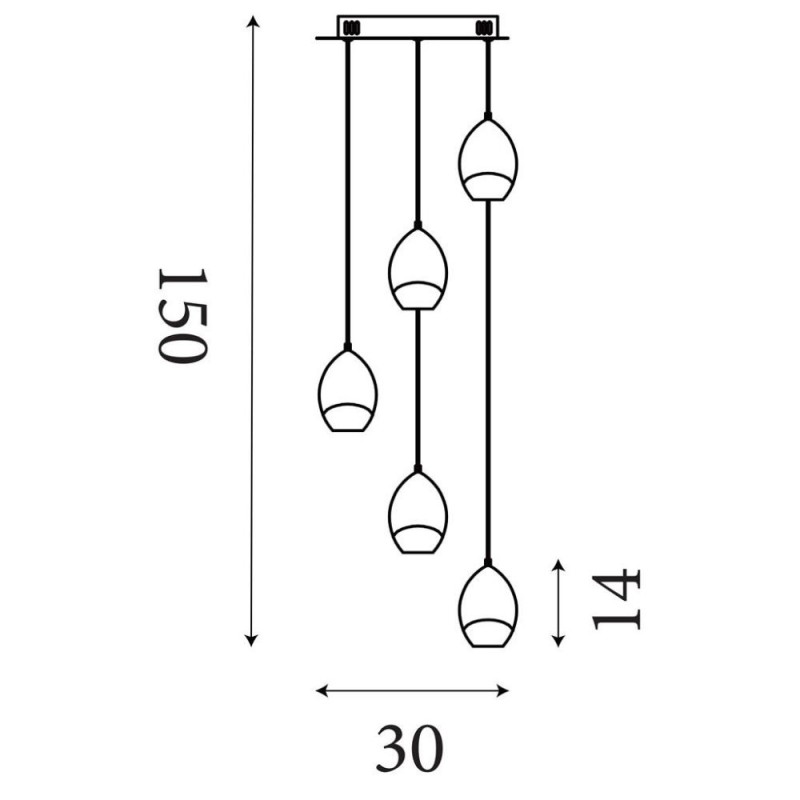 Searchlight-11141-5LT - Seeds - Latte 5 Light LED Cluster Pendant with Champagne Glass