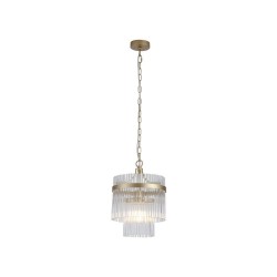 Lara - Brushed Gold Pendant with Clear Glass Rods