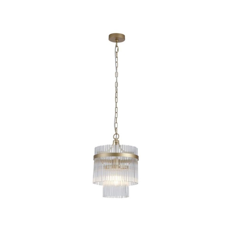 Searchlight-11200-1GO - Lara - Brushed Gold Pendant with Clear Glass Rods