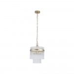 Lara - Brushed Gold Pendant with Clear Glass Rods