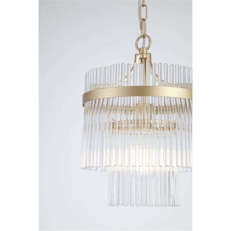 Searchlight-11200-1GO - Lara - Brushed Gold Pendant with Clear Glass Rods