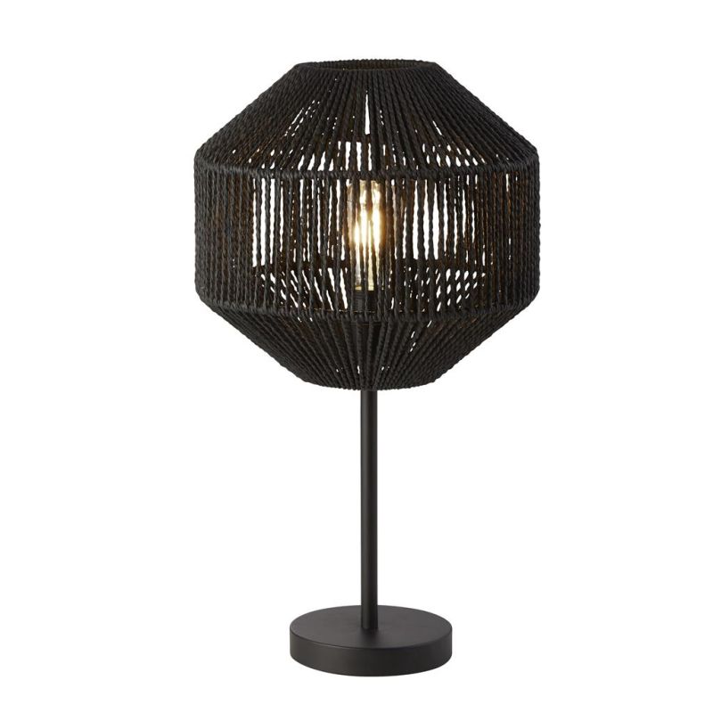 Searchlight-11201-1BK - Wicker - Black Table Lamp with Rope Shade