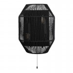 Wicker - Black Wall Lamp with Rope Shade Wicker - Black Wall Lamp with Rope Shade