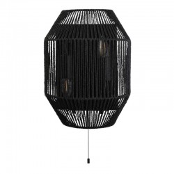 Wicker - Black Wall Lamp with Rope Shade Wicker - Black Wall Lamp with Rope Shade