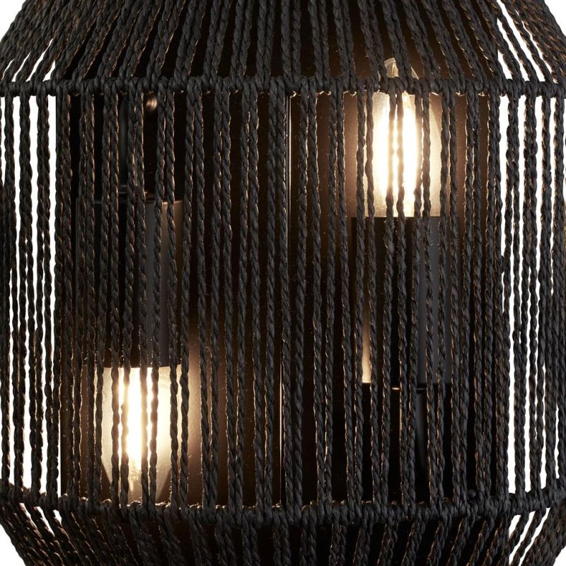 Searchlight-11201-2BK - Wicker - Black Wall Lamp with Rope Shade