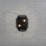 Wicker - Black Wall Lamp with Rope Shade Wicker - Black Wall Lamp with Rope Shade