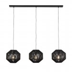 Wicker - Black 3 Light over Island Fitting with Rope Shades Wicker - Black 3 Light over Island Fitting with Rope Shades