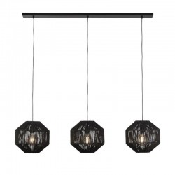Wicker - Black 3 Light over Island Fitting with Rope Shades Wicker - Black 3 Light over Island Fitting with Rope Shades