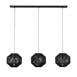 Wicker - Black 3 Light over Island Fitting with Rope Shades Wicker - Black 3 Light over Island Fitting with Rope Shades
