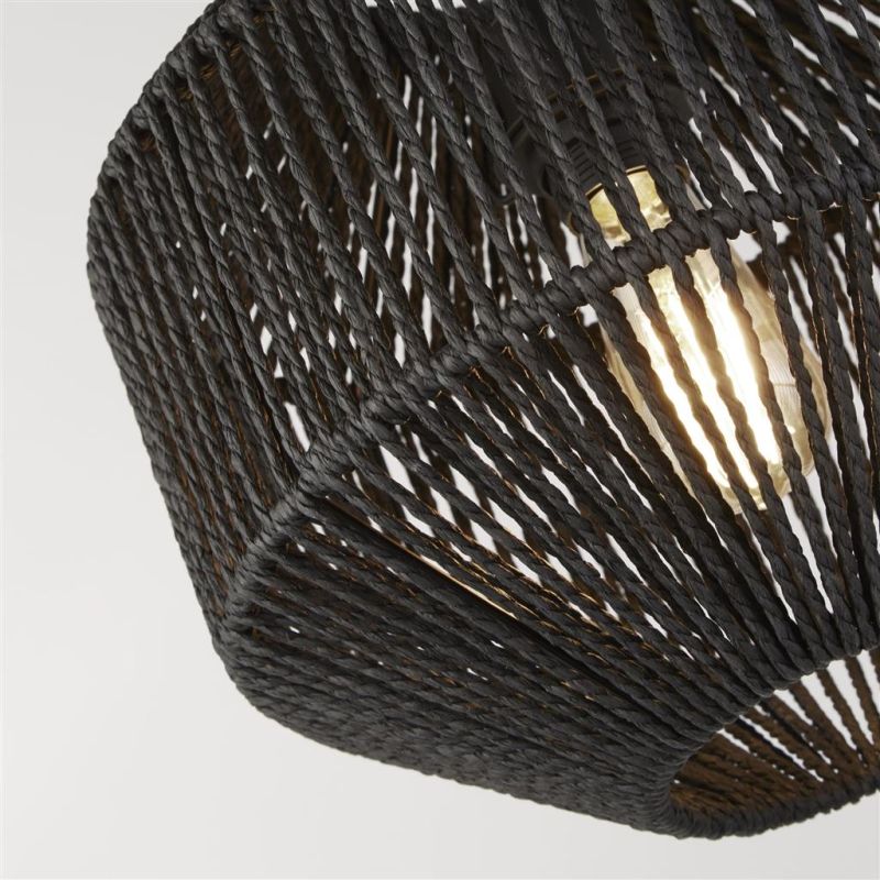 Searchlight-11203-1BK - Wicker - Black Pendant with Rope Shade