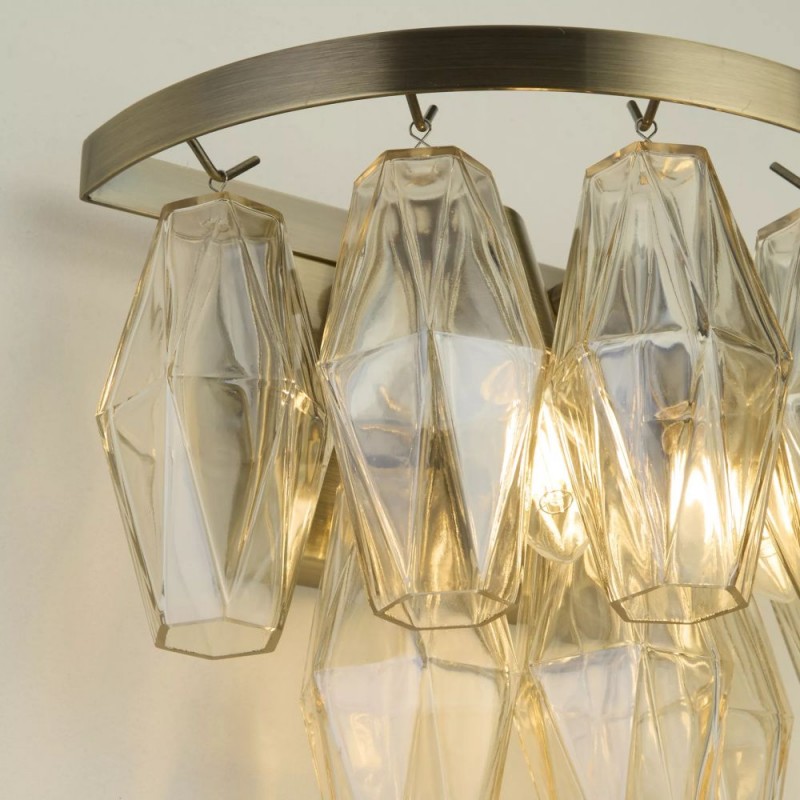 Searchlight-11242-2AB - Alba - Antique Brass 2 Light Wall Lamp with Amber Glass