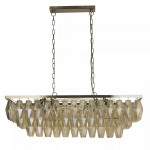 Alba - Antique Brass 11 Light over Island Fitting with Amber Glass