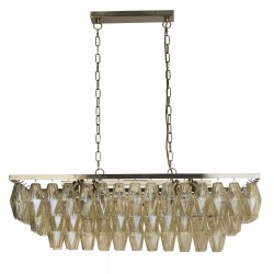 Alba - Antique Brass 11 Light over Island Fitting with Amber Glass