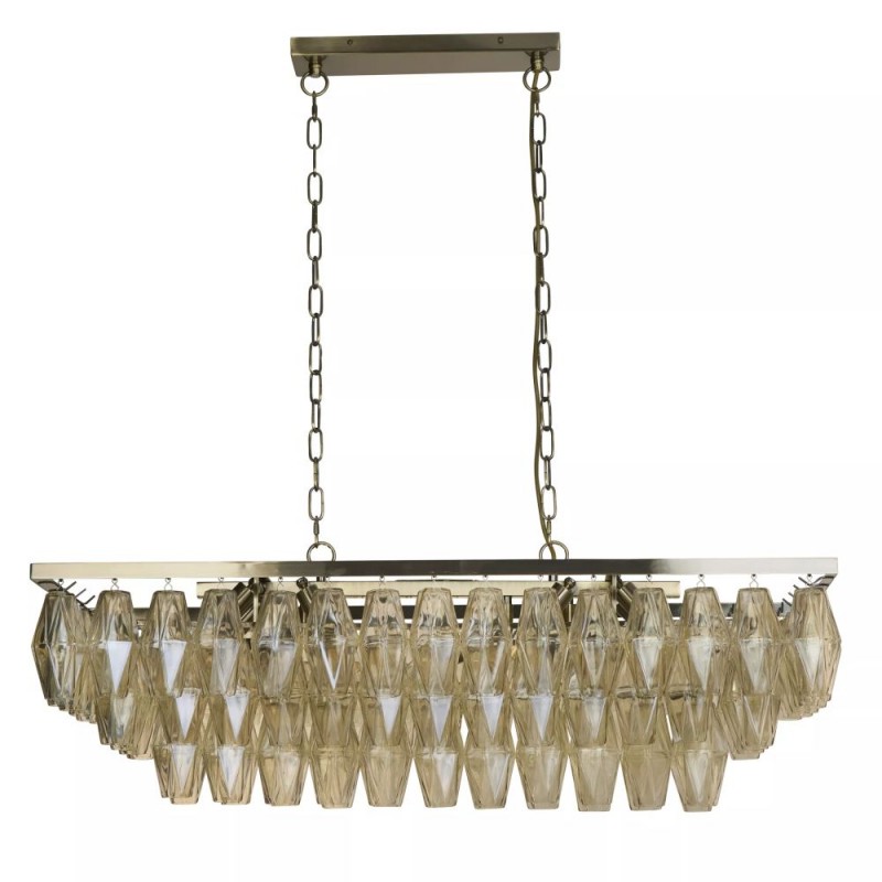 Searchlight-11243-11AB - Alba - Antique Brass 11 Light over Island Fitting with Amber Glass