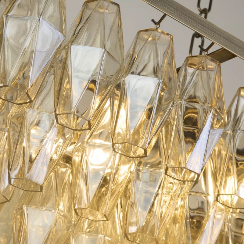 Searchlight-11243-11AB - Alba - Antique Brass 11 Light over Island Fitting with Amber Glass