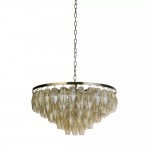 Alba - Antique Brass 13 Light Chandelier with Amber Glass