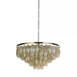Alba - Antique Brass 13 Light Chandelier with Amber Glass