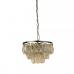 Alba - Antique Brass 4 Light Pendant with Amber Glass