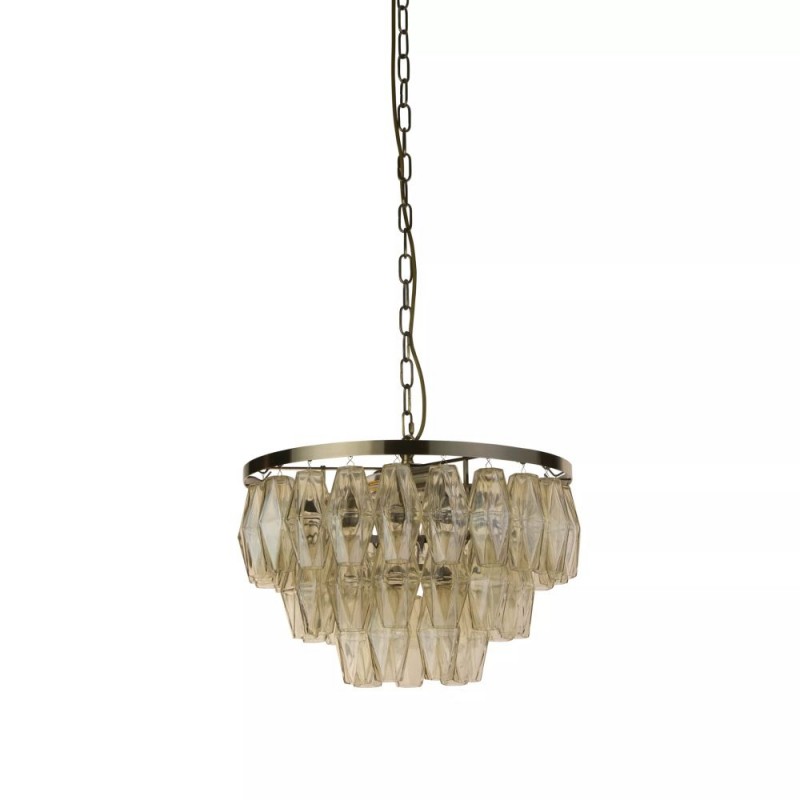 Searchlight-11243-4AB - Alba - Antique Brass 4 Light Pendant with Amber Glass