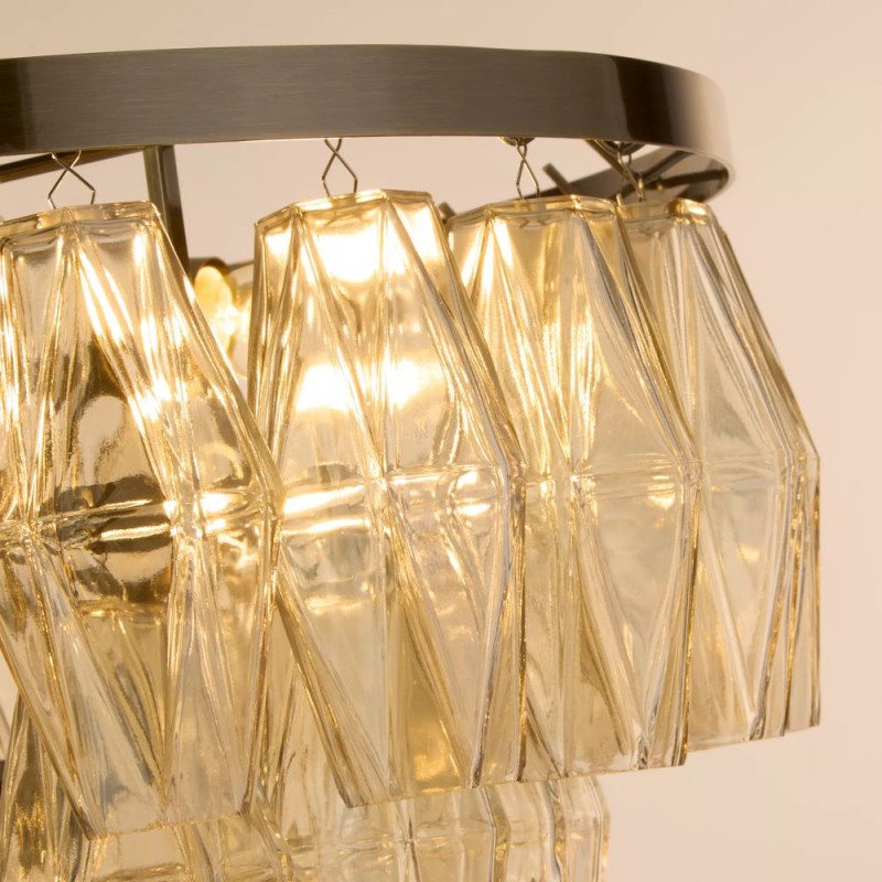 Searchlight-11243-4AB - Alba - Antique Brass 4 Light Pendant with Amber Glass