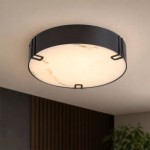 Marmo - Black LED Flush with Marble Diffuser IP44