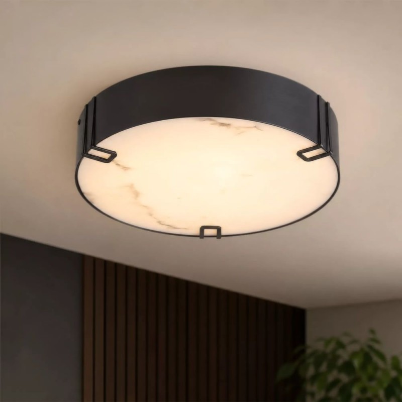 Searchlight-11288-35BK - Marmo - Black LED Flush with Marble Diffuser IP44