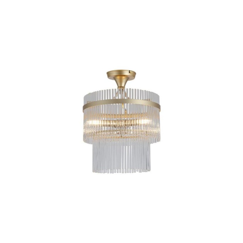 Searchlight-11300-3GO - Lara - Brushed Gold 3 Light Semi Flush with Clear Glass Rods