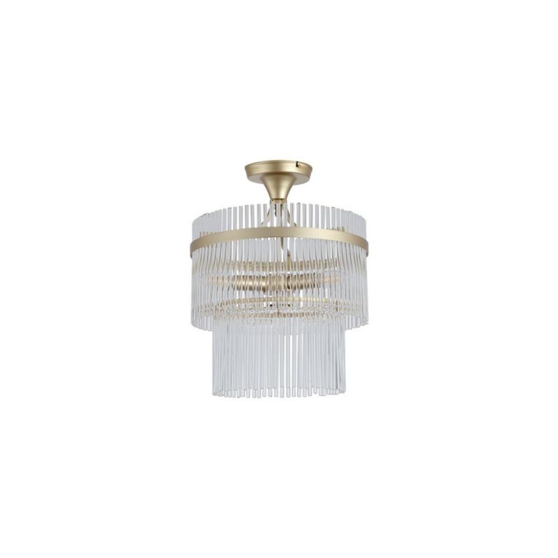 Searchlight-11300-3GO - Lara - Brushed Gold 3 Light Semi Flush with Clear Glass Rods