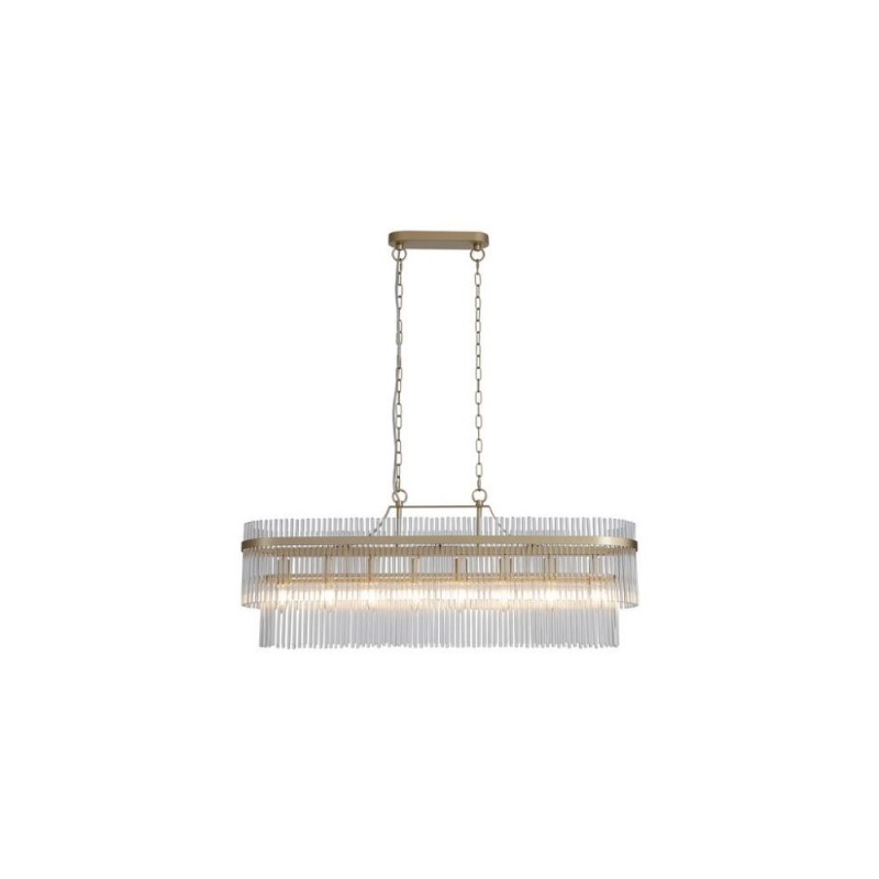 Searchlight-11400-8GO - Lara - Brushed Gold 8 Light over Island Fitting with Clear Glass Rods