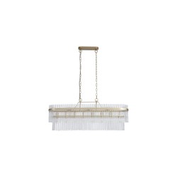 Lara - Brushed Gold 8 Light over Island Fitting with Clear Glass Rods