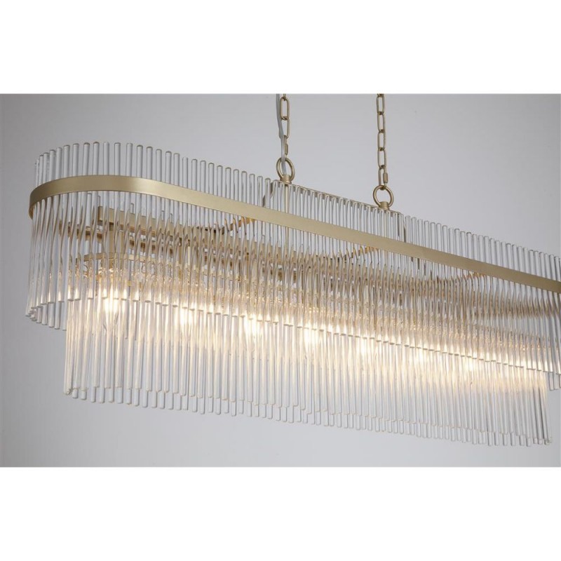 Searchlight-11400-8GO - Lara - Brushed Gold 8 Light over Island Fitting with Clear Glass Rods