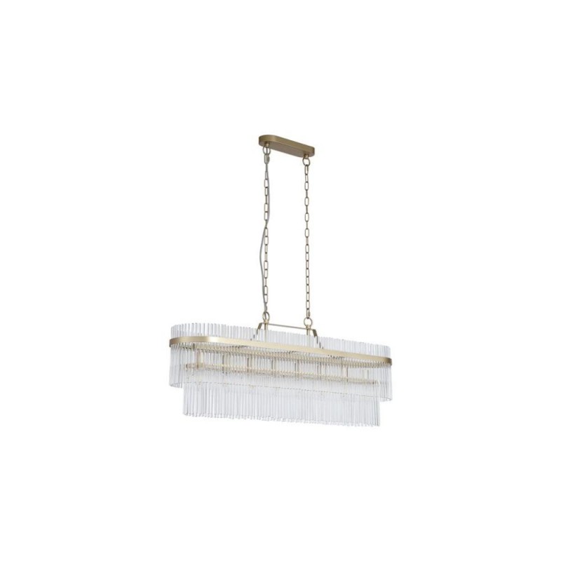 Searchlight-11400-8GO - Lara - Brushed Gold 8 Light over Island Fitting with Clear Glass Rods