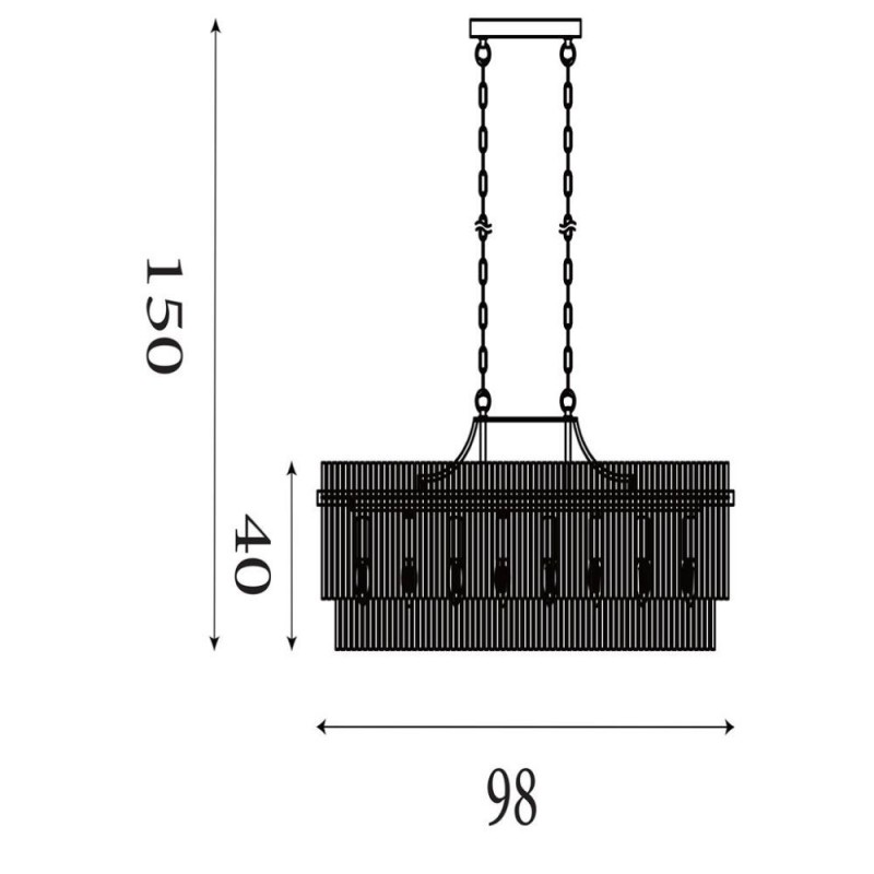 Searchlight-11400-8GO - Lara - Brushed Gold 8 Light over Island Fitting with Clear Glass Rods
