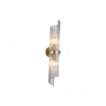 Lara - Brushed Gold 2 Light Wall Lamp with Clear Glass Rods